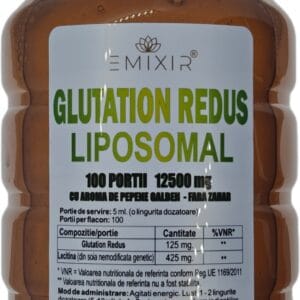 Glutation Redus lipozomal, 12500 mg, fara zahar, 100 portii, 500ml